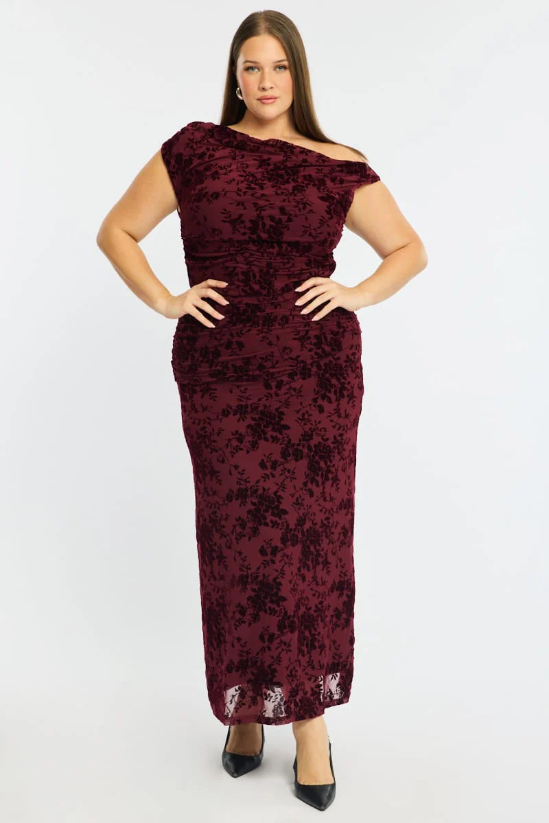 Red Floral Off Shoulder Top Sleeveless Mesh - Image 3