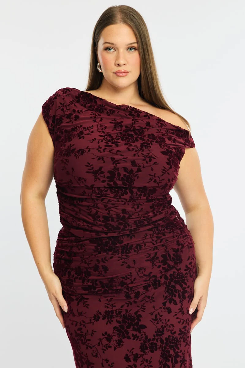 Red Floral Off Shoulder Top Sleeveless Mesh - Image 4