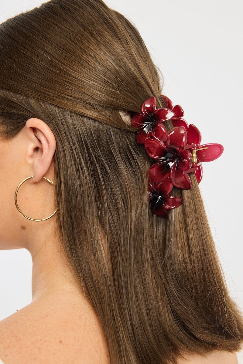 Red Flower Claw Clip - Image 3