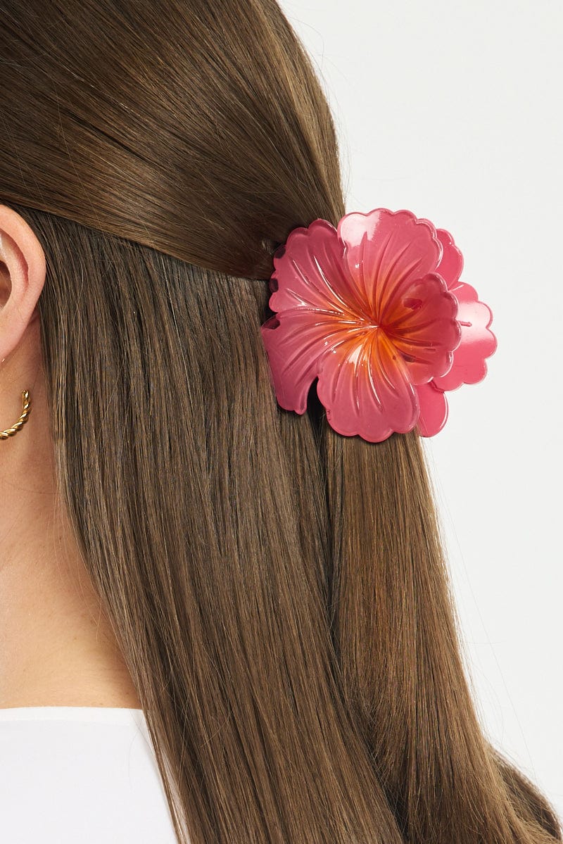 Red Flower Claw Clip