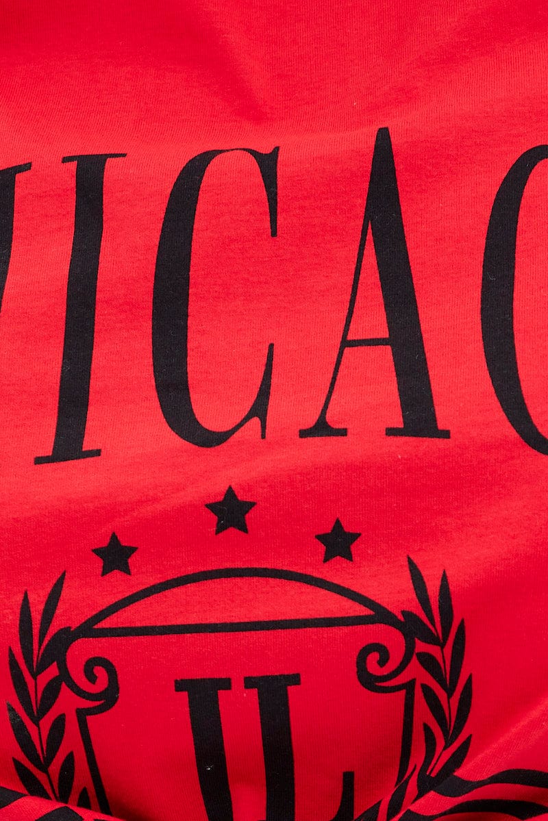 Red Graphic T-shirt Short Sleeve Crew Neck - Image 6