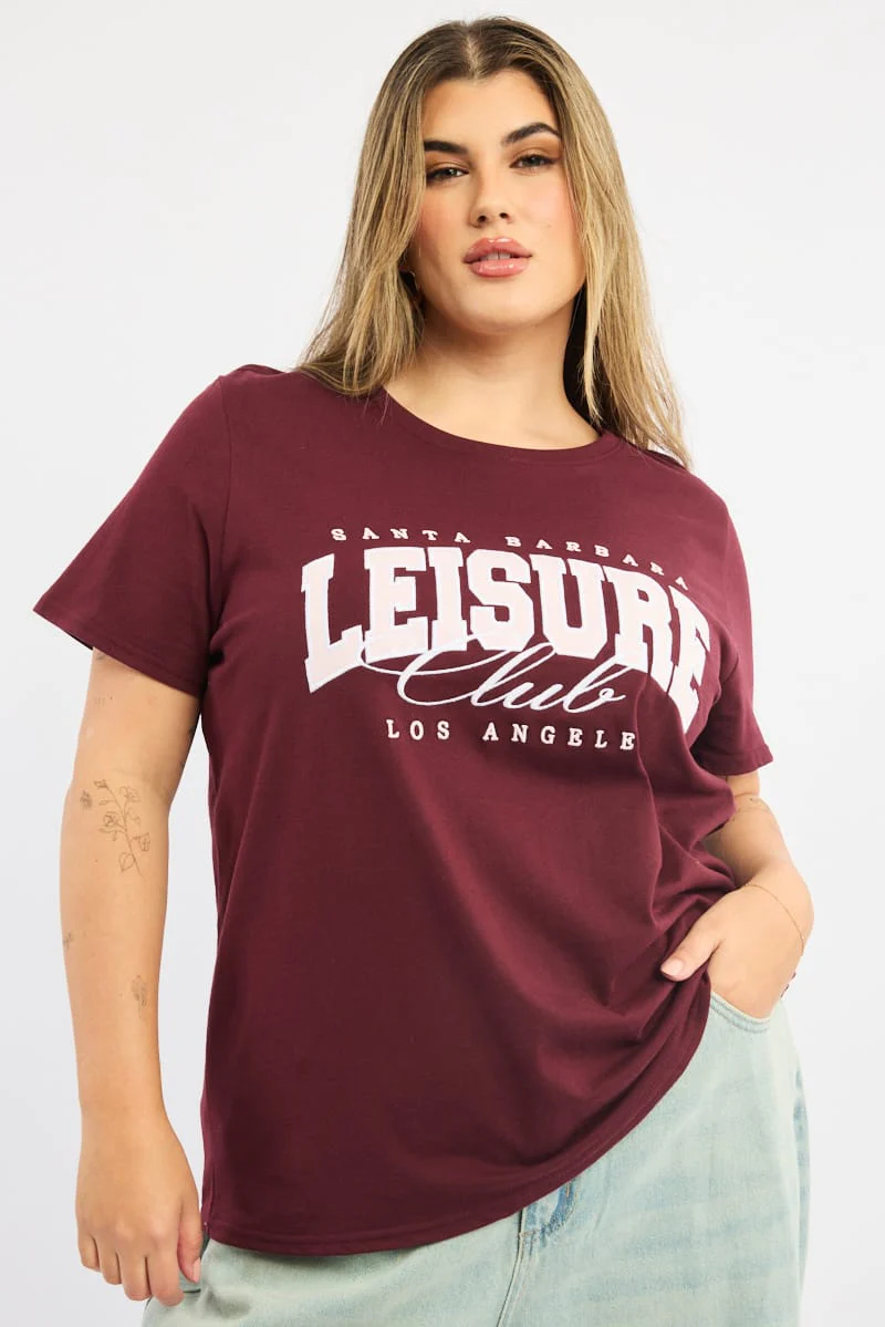 Red Graphic T-shirt Short Sleeve Crew Neck - Image 2