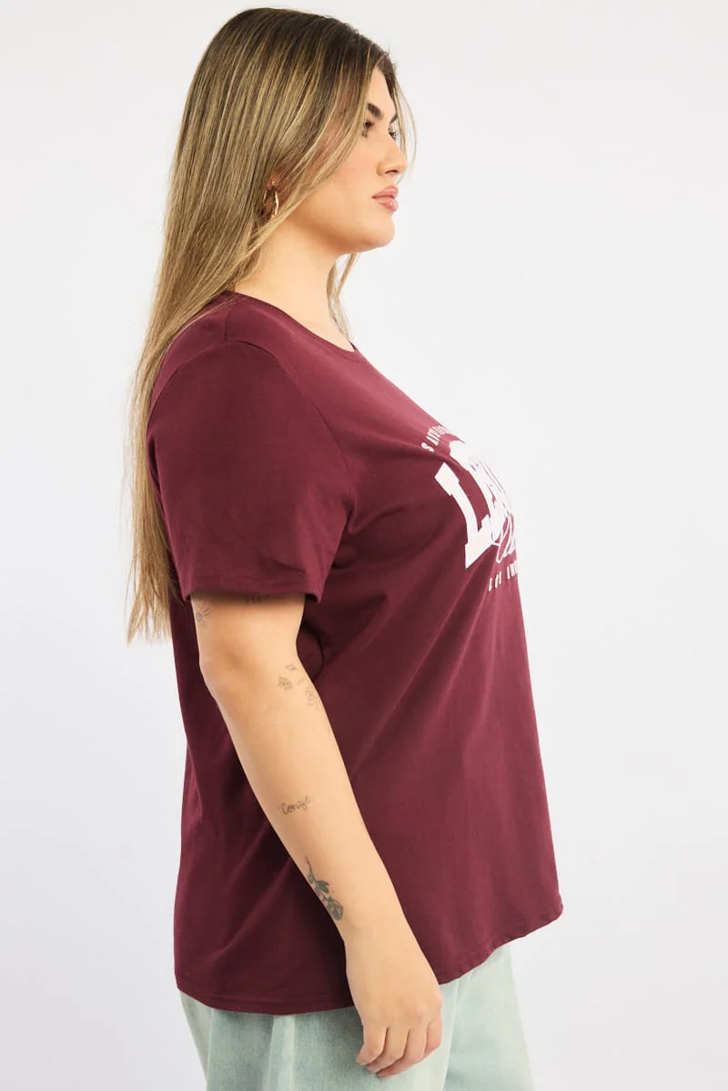 Red Graphic T-shirt Short Sleeve Crew Neck - Image 4
