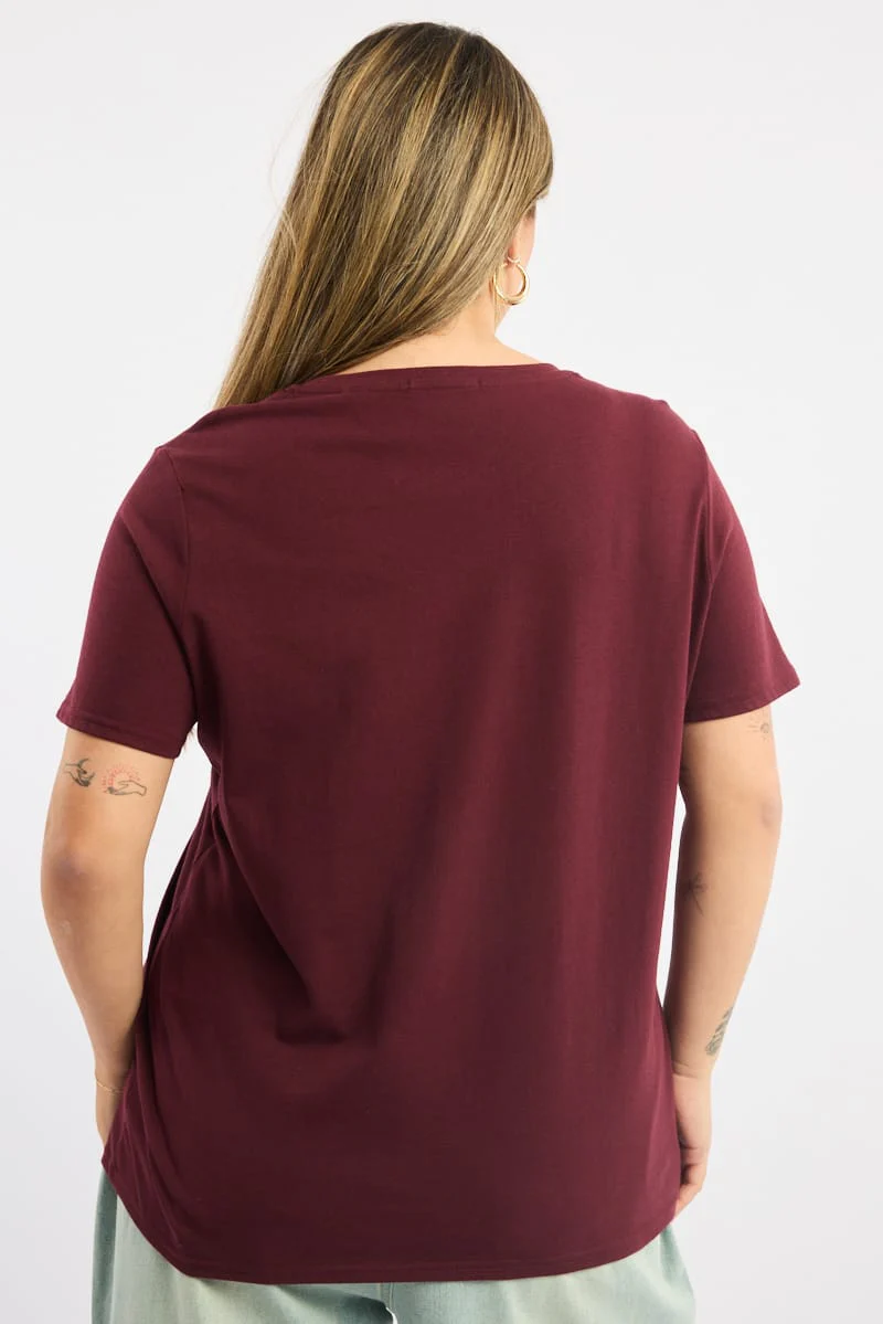 Red Graphic T-shirt Short Sleeve Crew Neck - Image 5