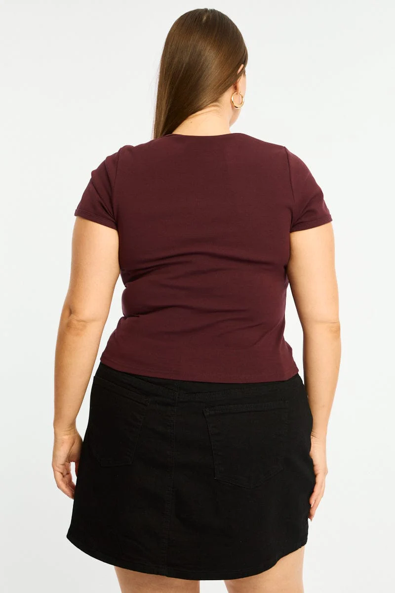Red Graphic Tee Short Sleeve Rhinestone - Image 4