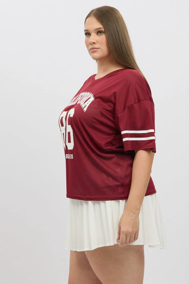 Red Graphic Tee Short Sleeve V Neck - Image 4