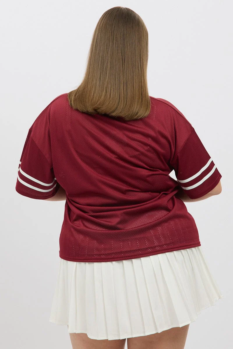 Red Graphic Tee Short Sleeve V Neck - Image 5
