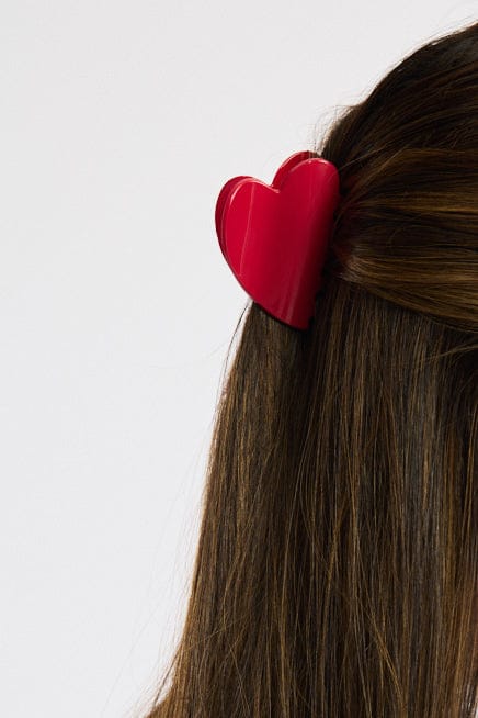 Red Heart Hair Claw Clip