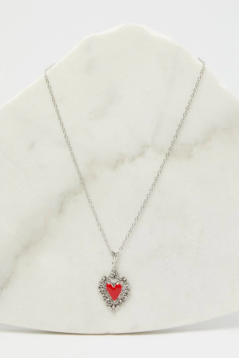 Red Heart Pendent Necklace - Image 2