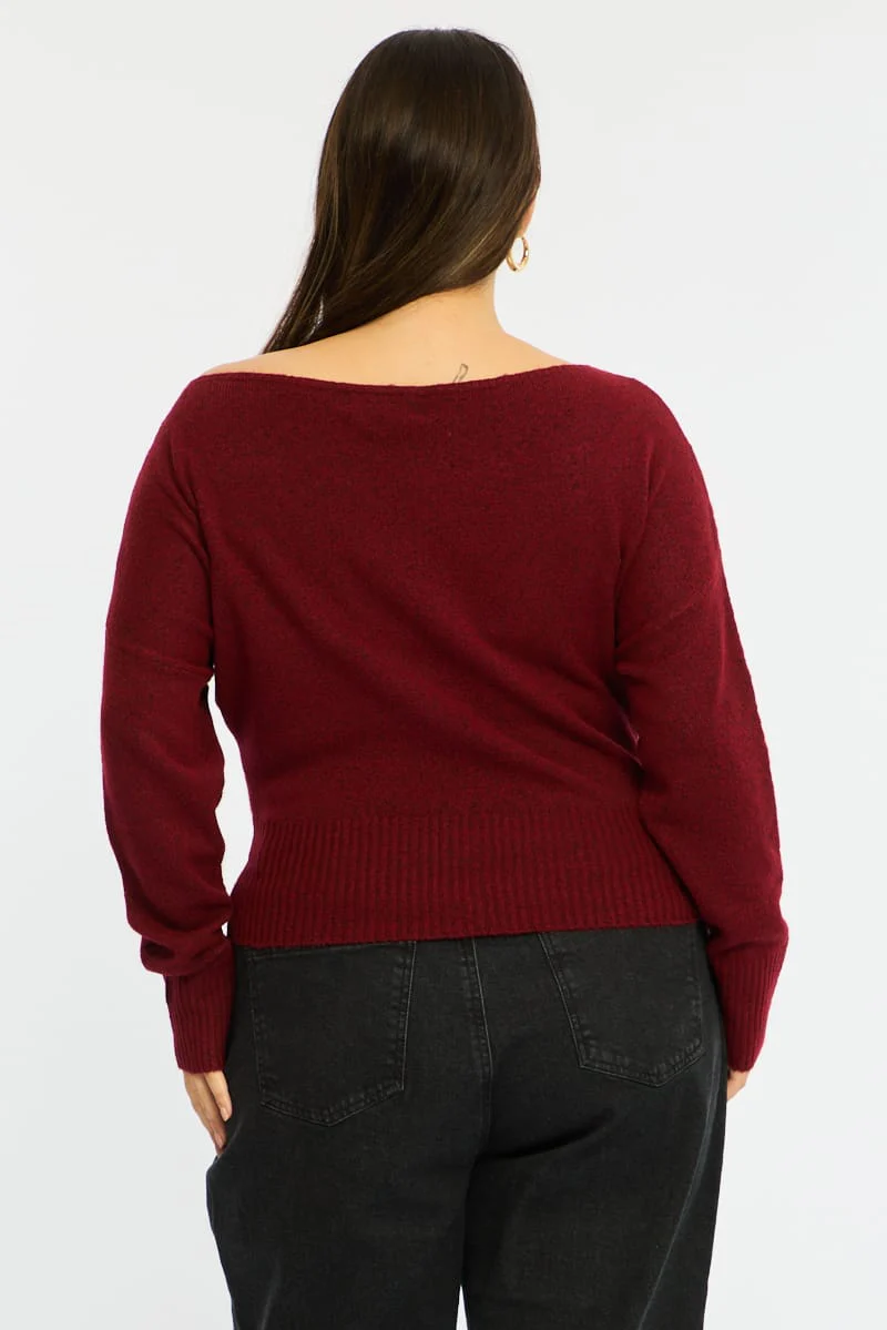 Red Knit Top Long Sleeve Batwing - Image 6
