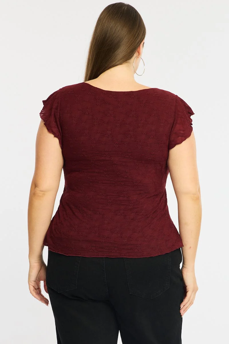 Red Lace Babydoll Top Short Sleeve - Image 5