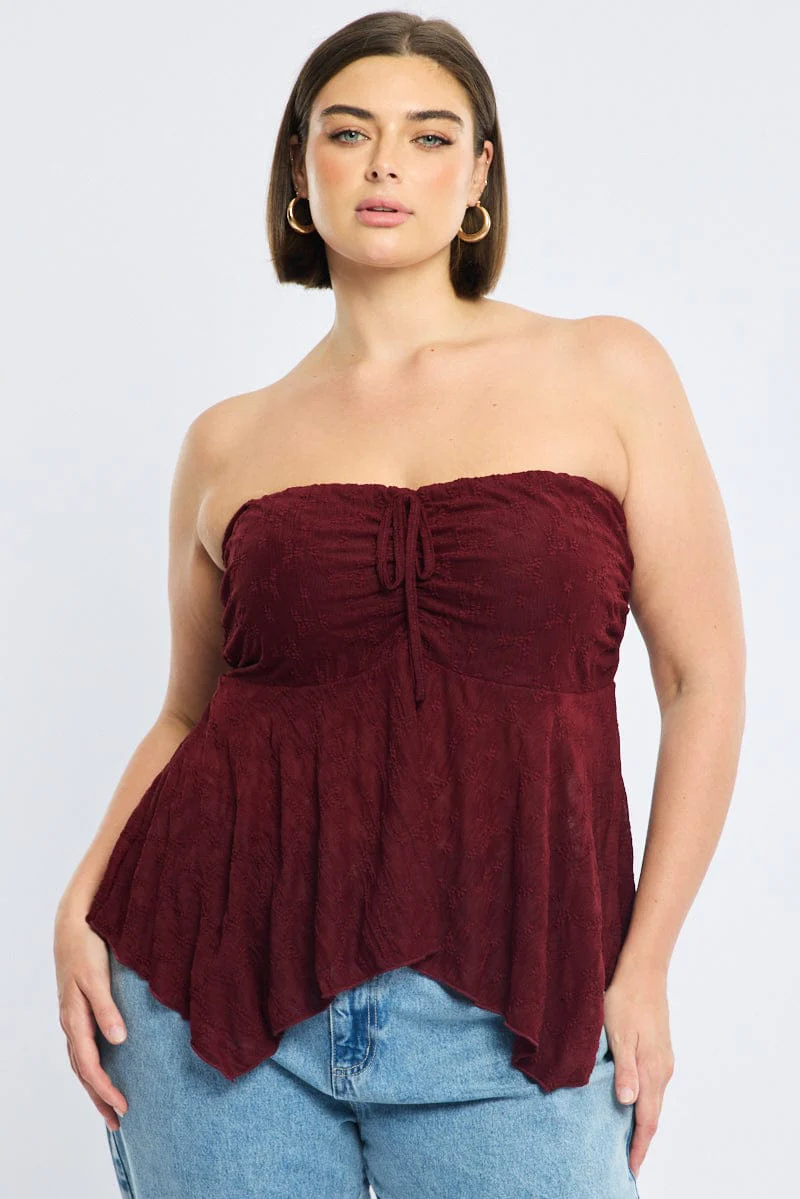 Red Lace Bandeau Top