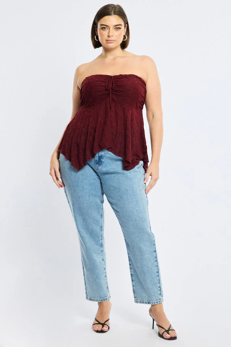 Red Lace Bandeau Top - Image 2
