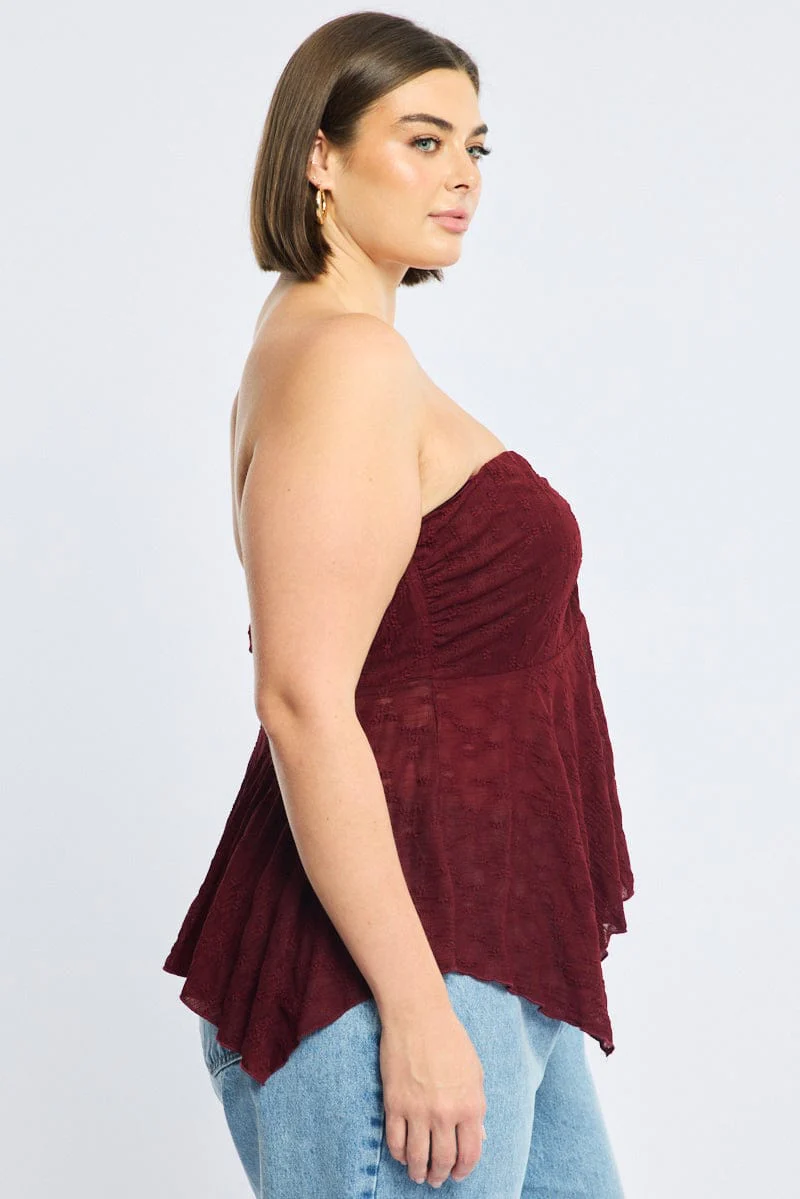 Red Lace Bandeau Top - Image 3