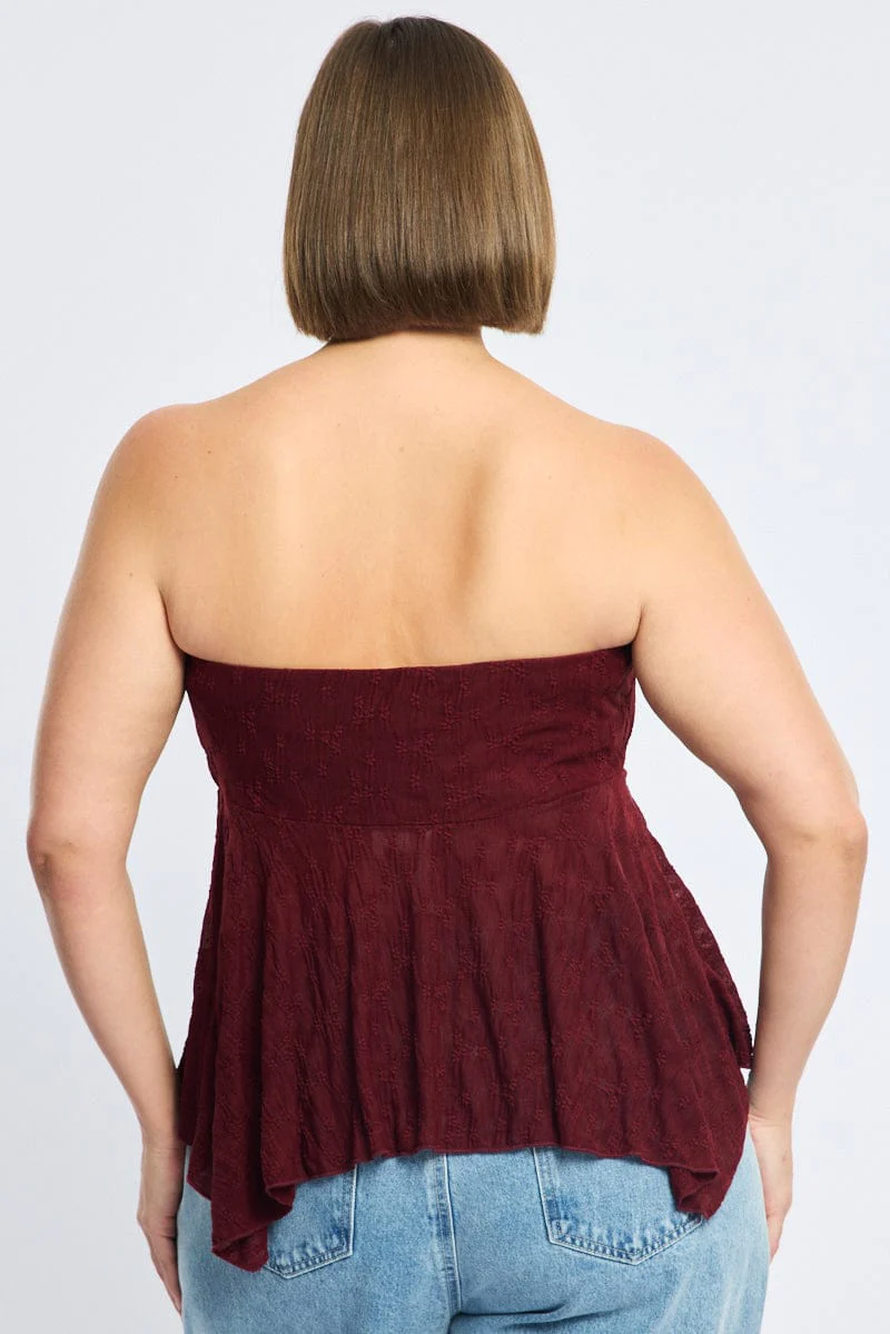 Red Lace Bandeau Top - Image 4
