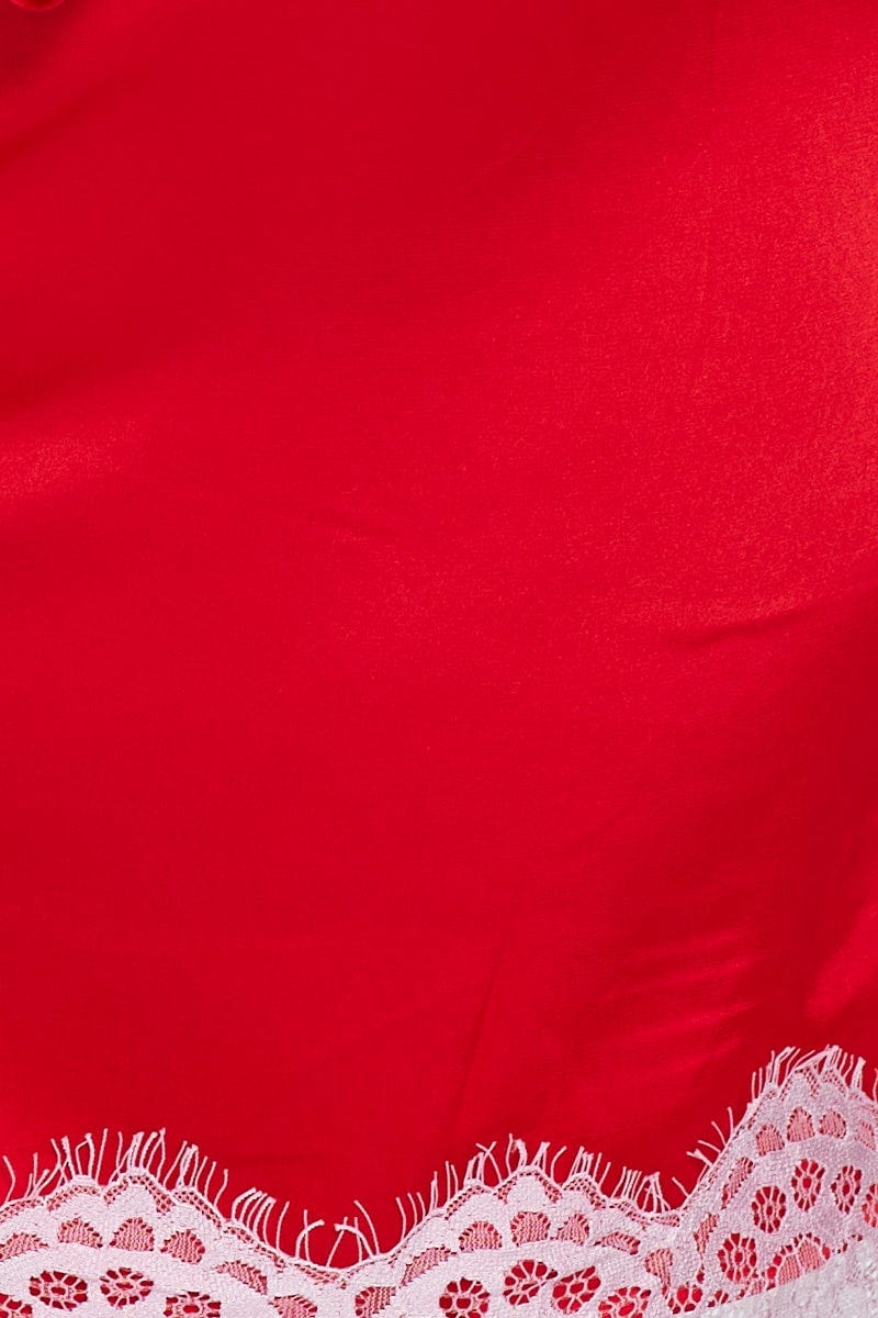 Red Lace Satin Cami Pj Pyjama Set - Image 6