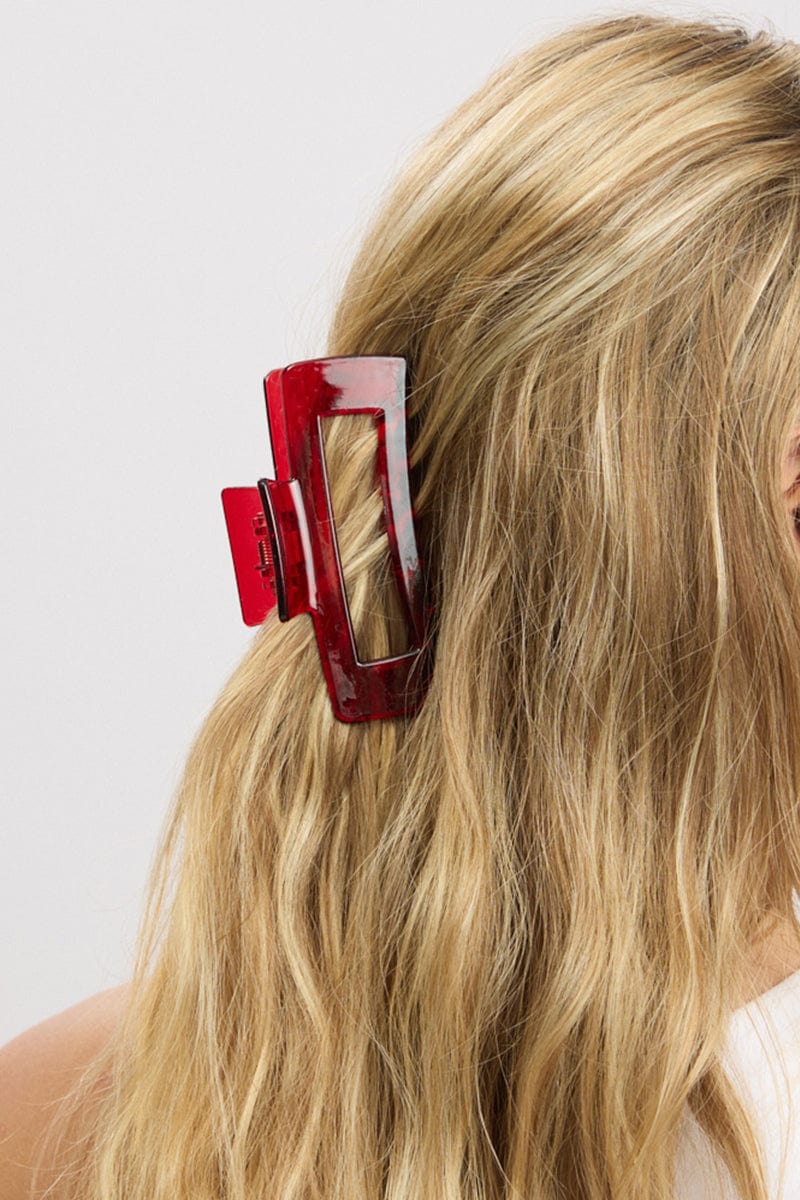 Red Large Rectangle Claw Clip - Image 2