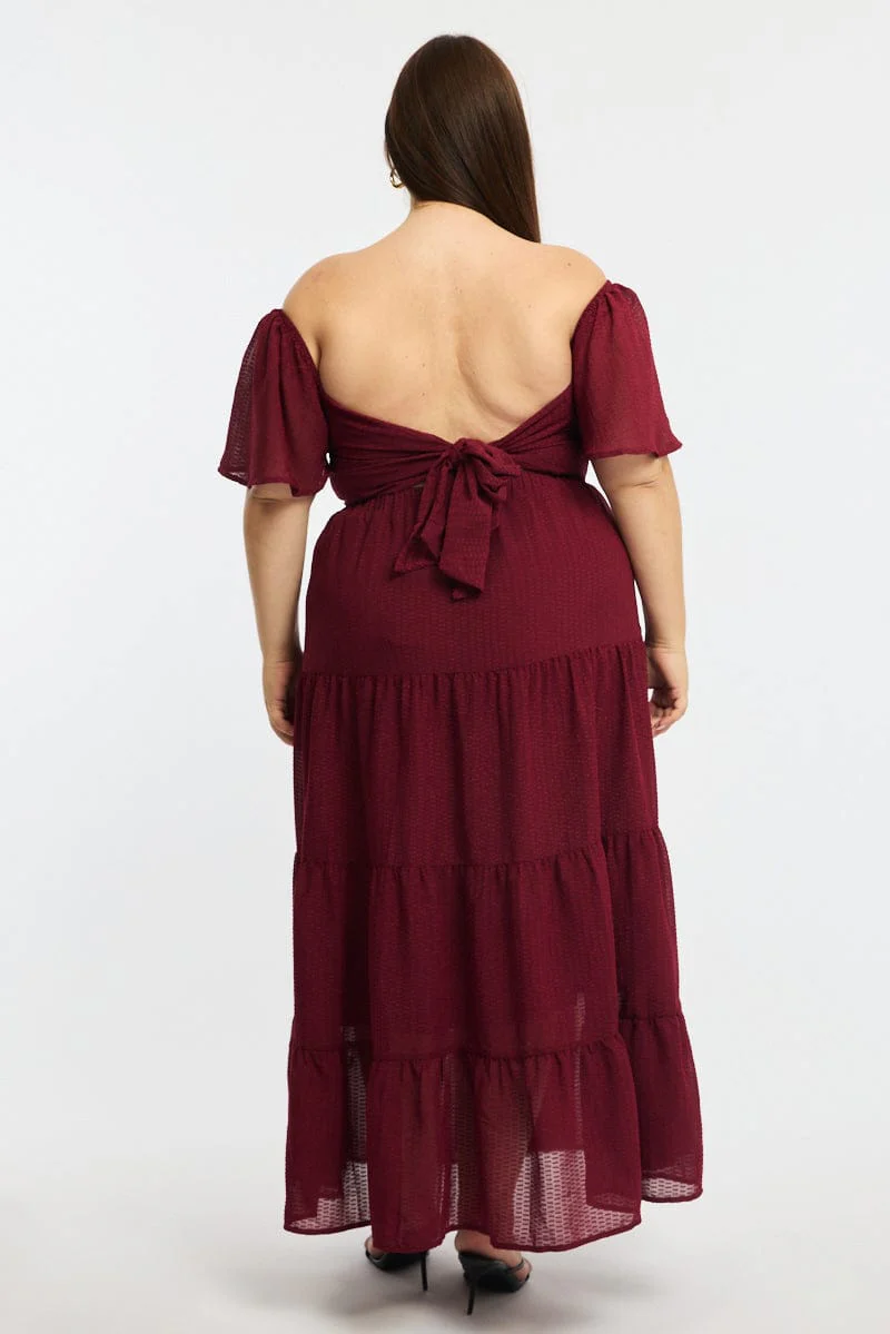Red Maxi Dress Short Sleeve Cut Out - Image 6