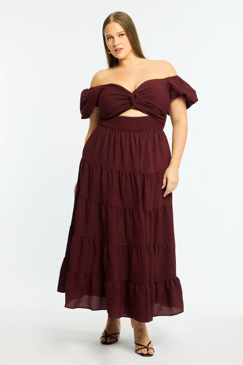 Red Maxi Dress Short Sleeve Cut Out