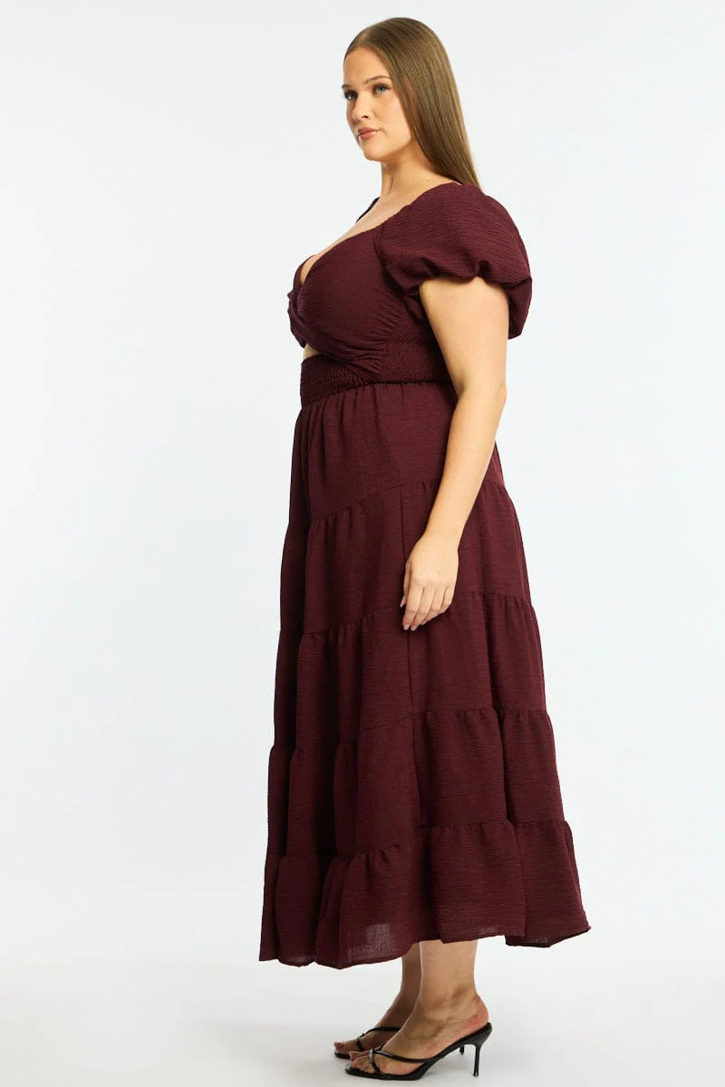 Red Maxi Dress Short Sleeve Cut Out - Image 3