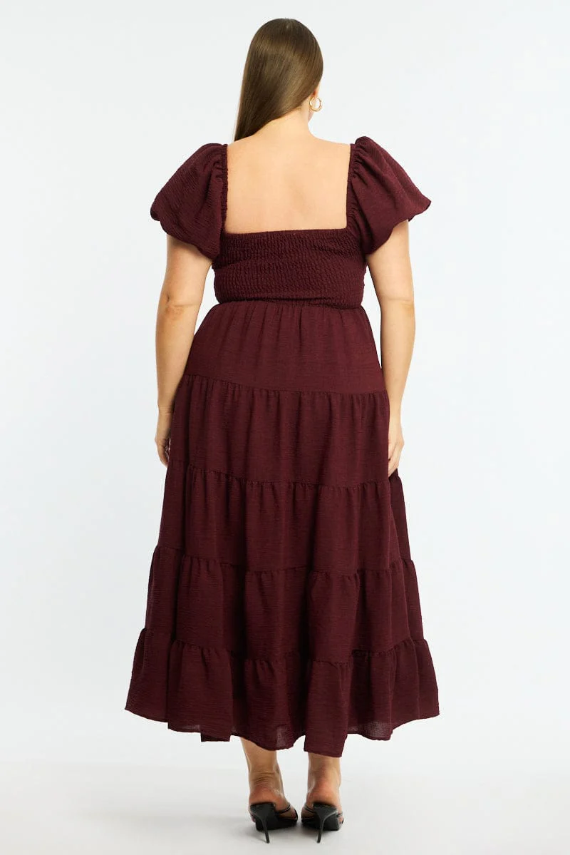 Red Maxi Dress Short Sleeve Cut Out - Image 4