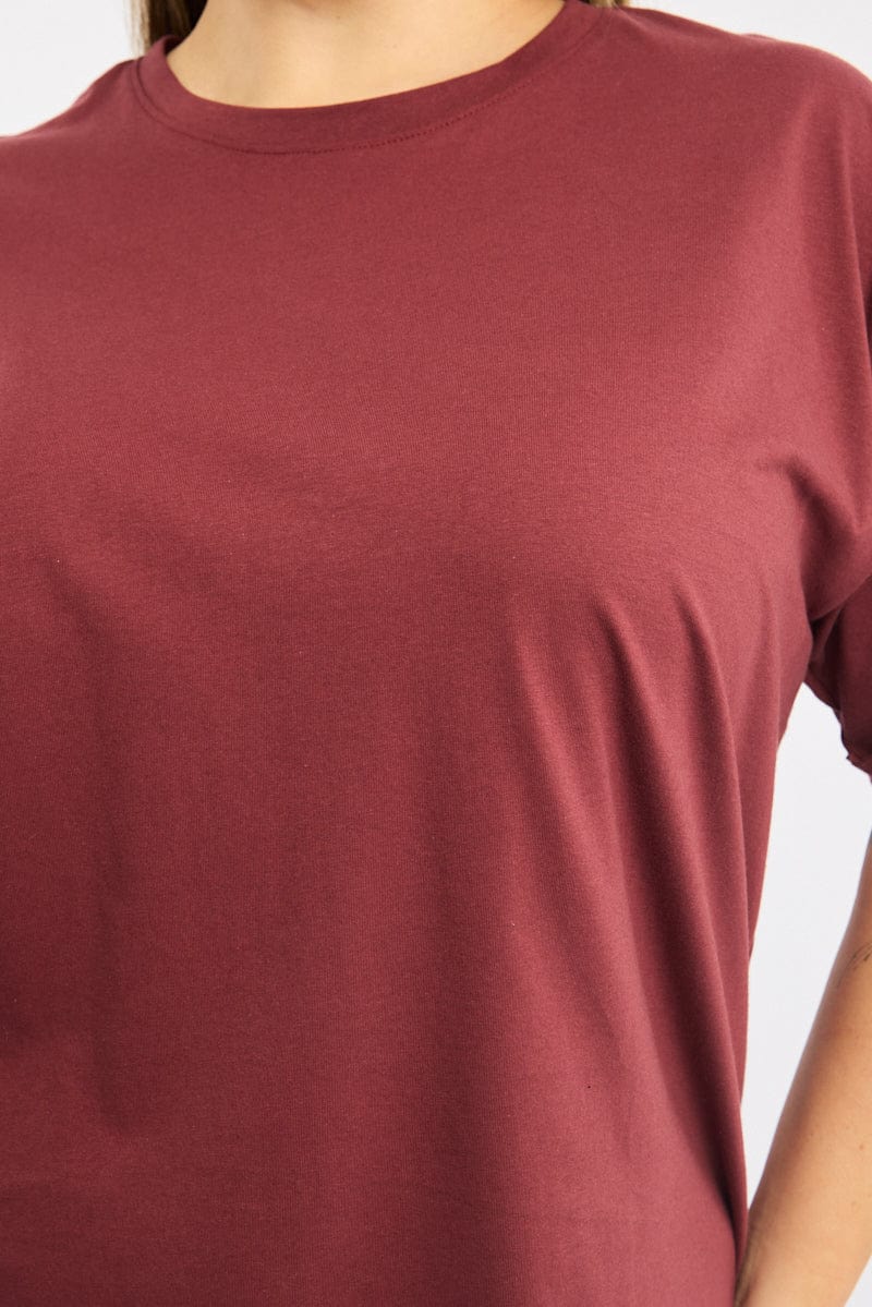 Red Oversize T Shirt Short Sleeve Crew Neck - Image 5