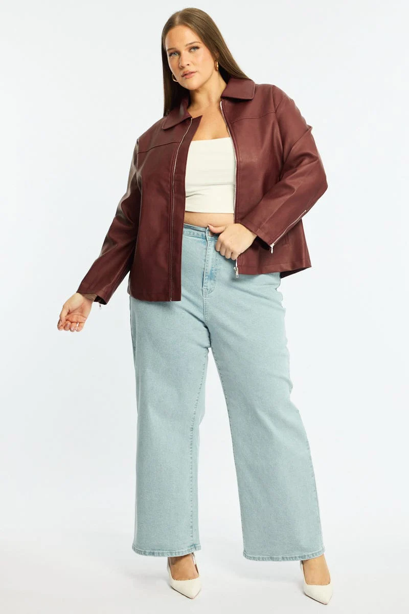 Red Oversized Pu Jacket - Image 3