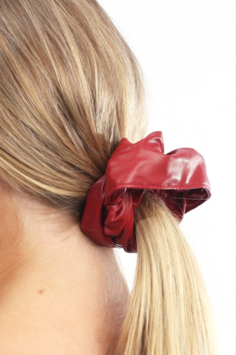 Red Oversized Pu Scrunchie
