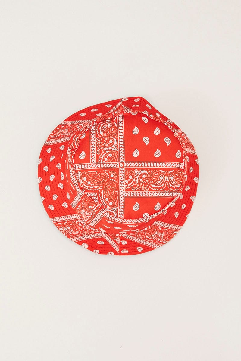 Red Paisley Paisley Print Bucket Hat - Image 2