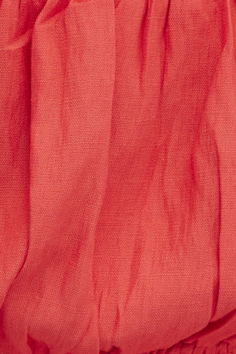 Red Peplum Top Short Sleeve Ruched Bust - Image 6