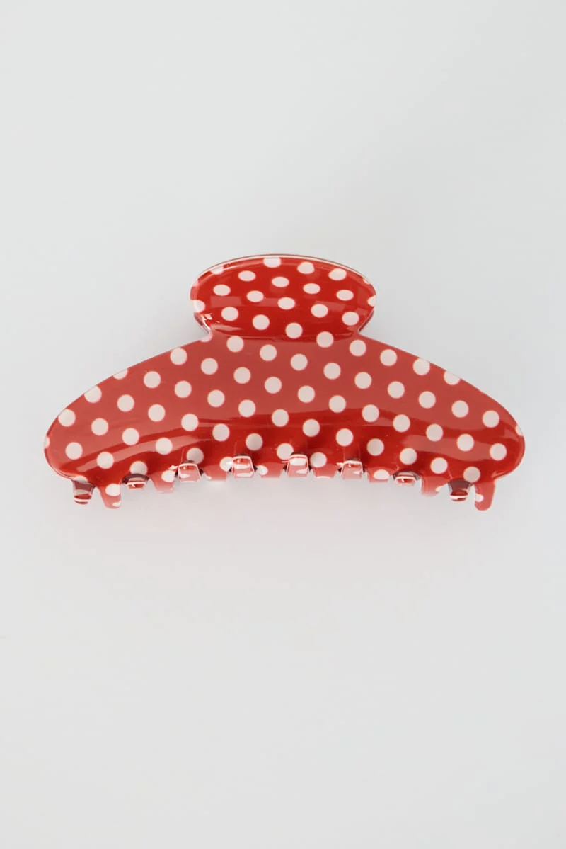 Red Polka Dot Hair Claw Clip