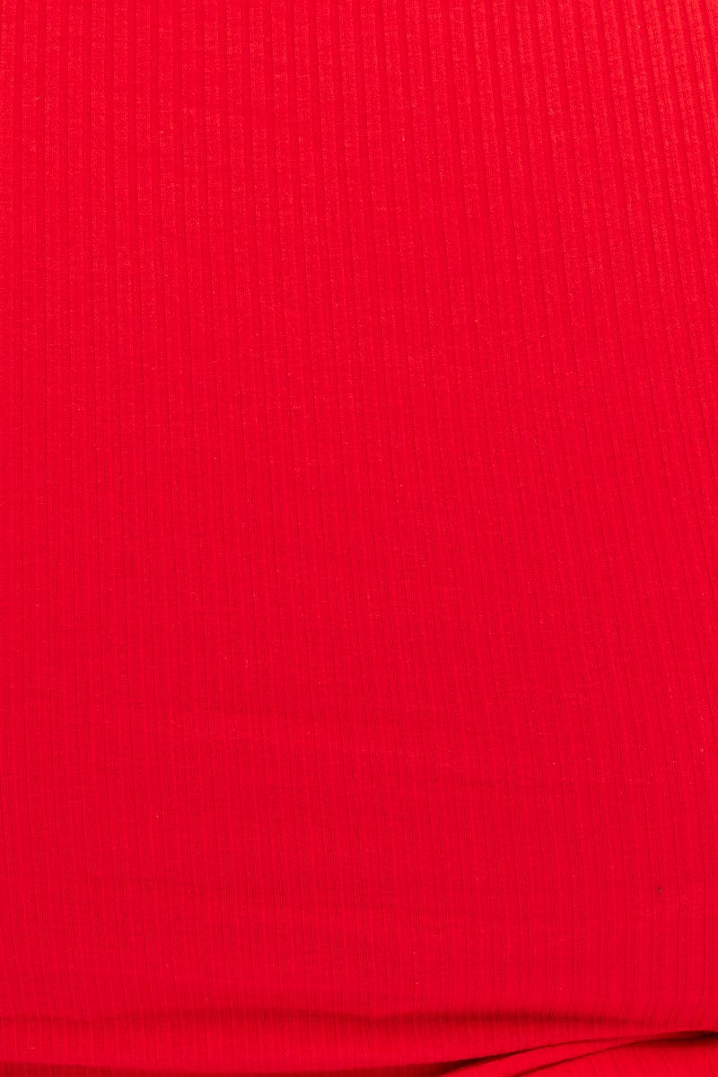 Red Rib Top Keyhole Short Sleeve Jersey - Image 6