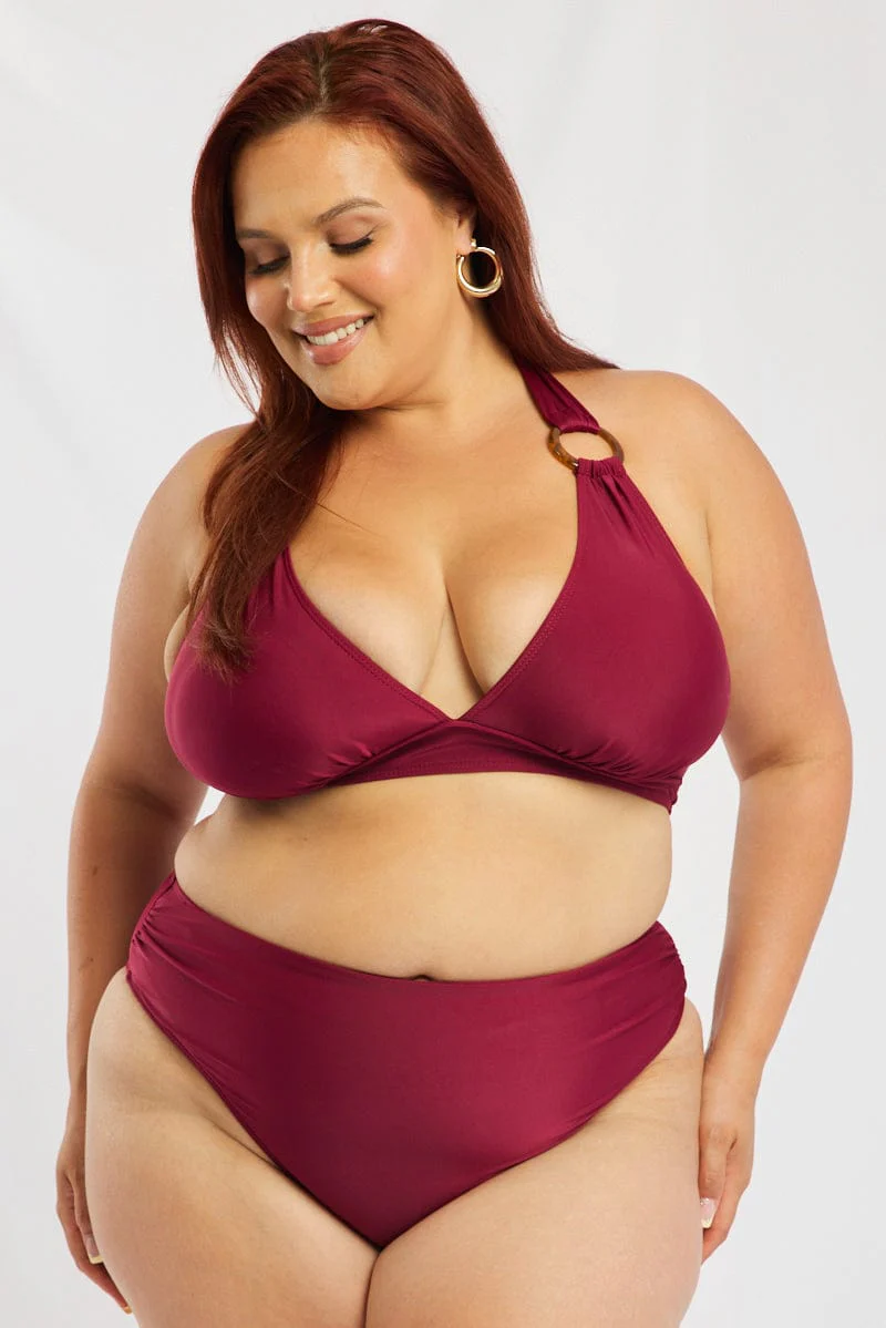 Red Ring Detail Bikini Set