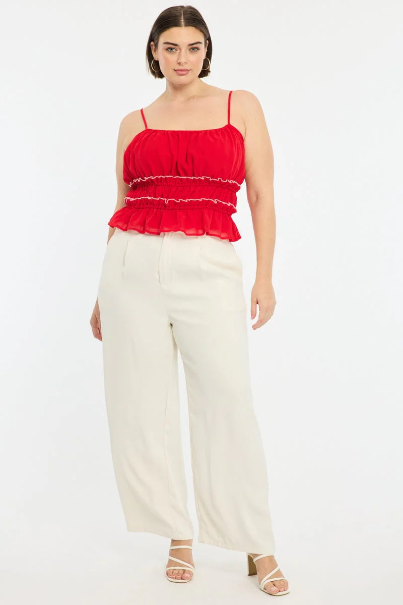 Red Ruched Cami Top - Image 2