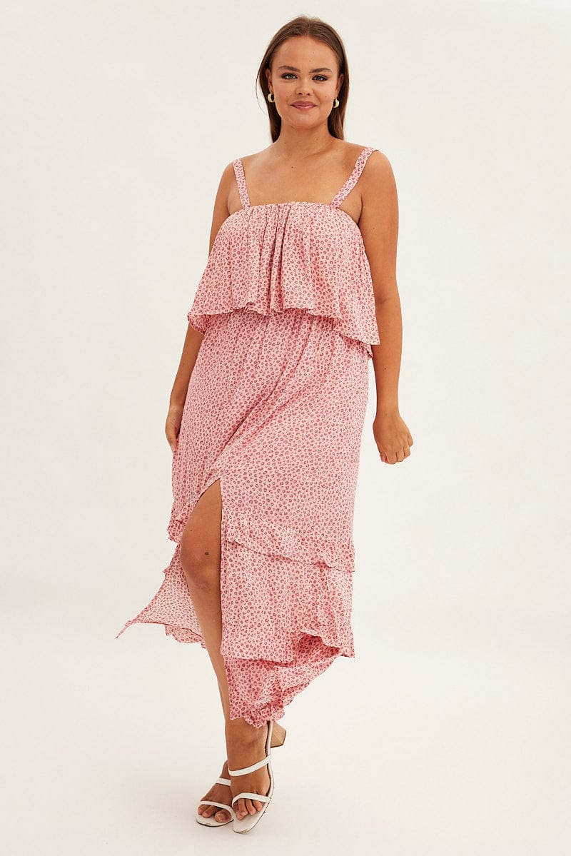 Red Ruffled Off Shoulder Maxi Dress - Image 3