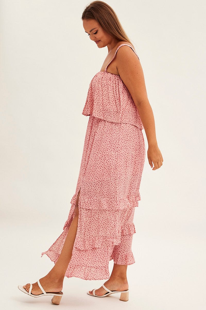 Red Ruffled Off Shoulder Maxi Dress - Image 4