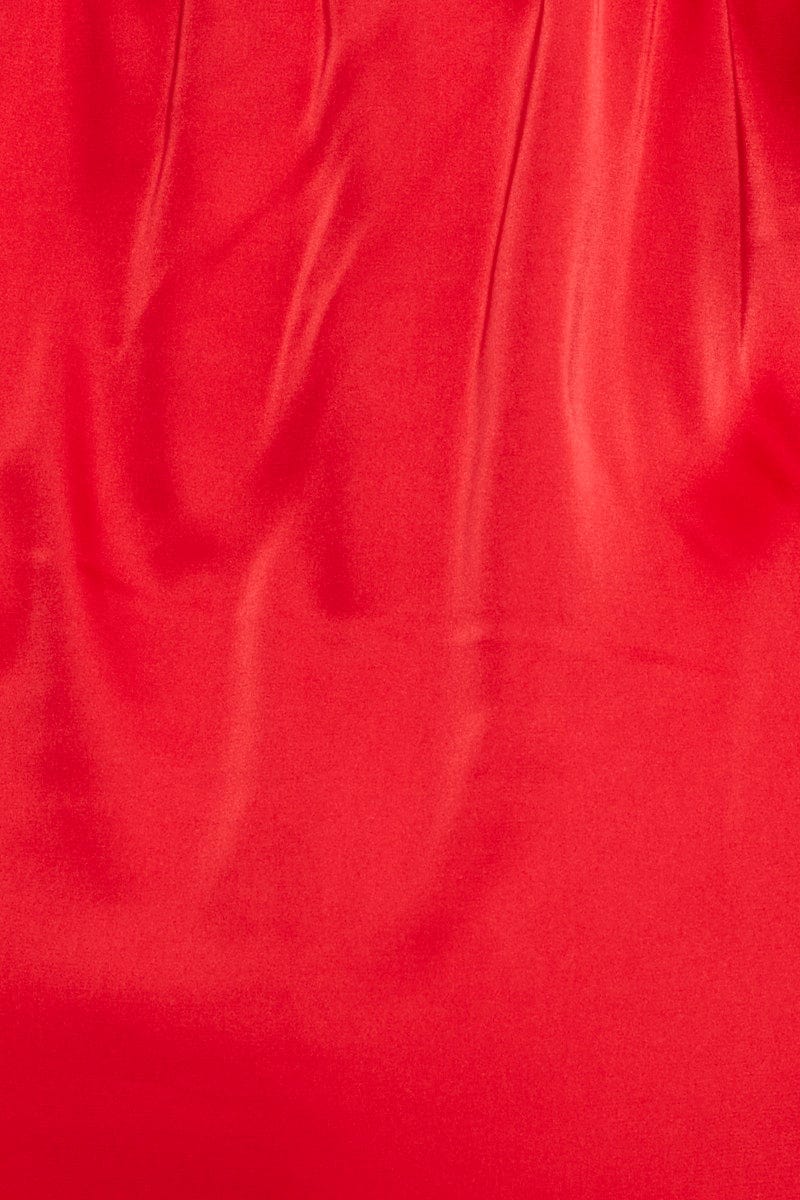Red Satin Cami Pj Lace Trim Pyjama Set - Image 6