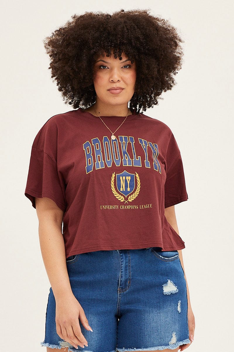 Red Short Sleeve Graphic Round Neck T-shirt - Image 3