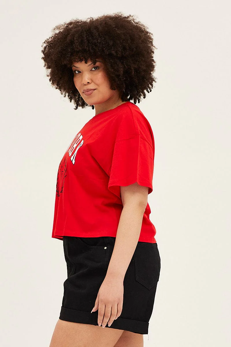 Red Short Sleeve New York Crop T-shirt - Image 4