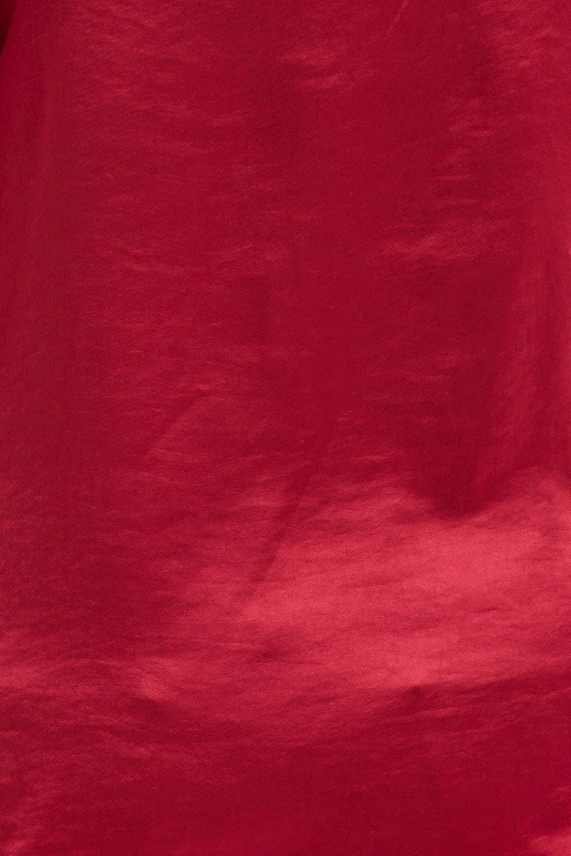 Red Singlet Top Sleeveless Satin Cowl Neck - Image 6