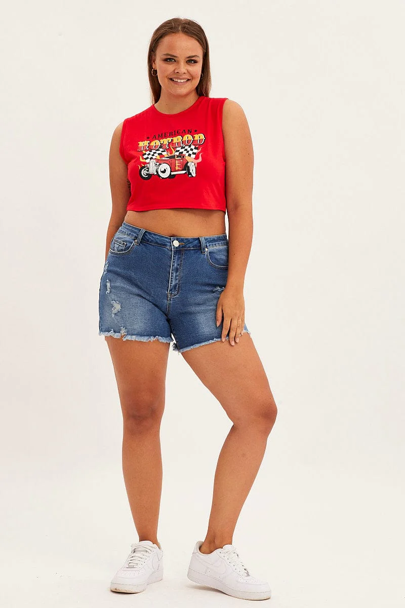 Red Sleeveless Hot Rod Tank Top - Image 2