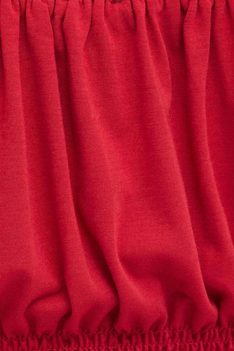 Red Smock Detail Top Square Neck - Image 6