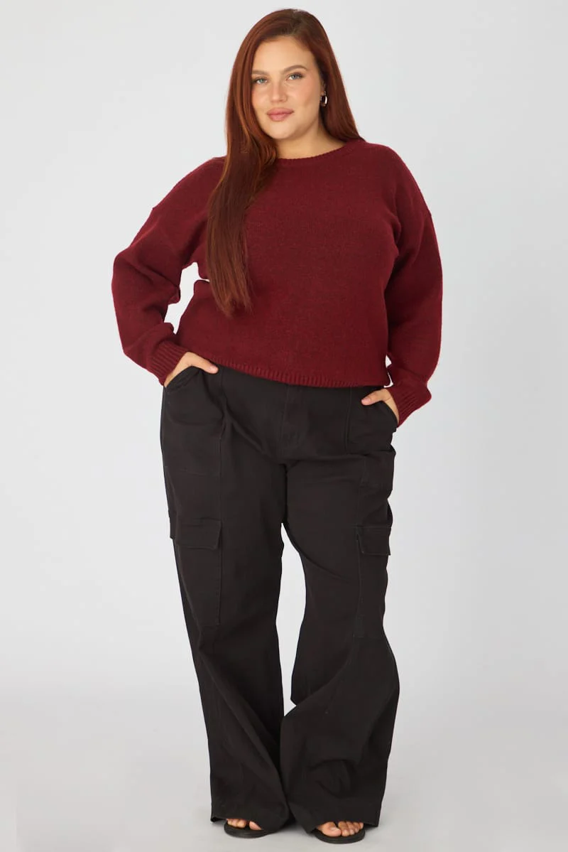 Red Soft Knit Jumper Long Sleeve - Image 2