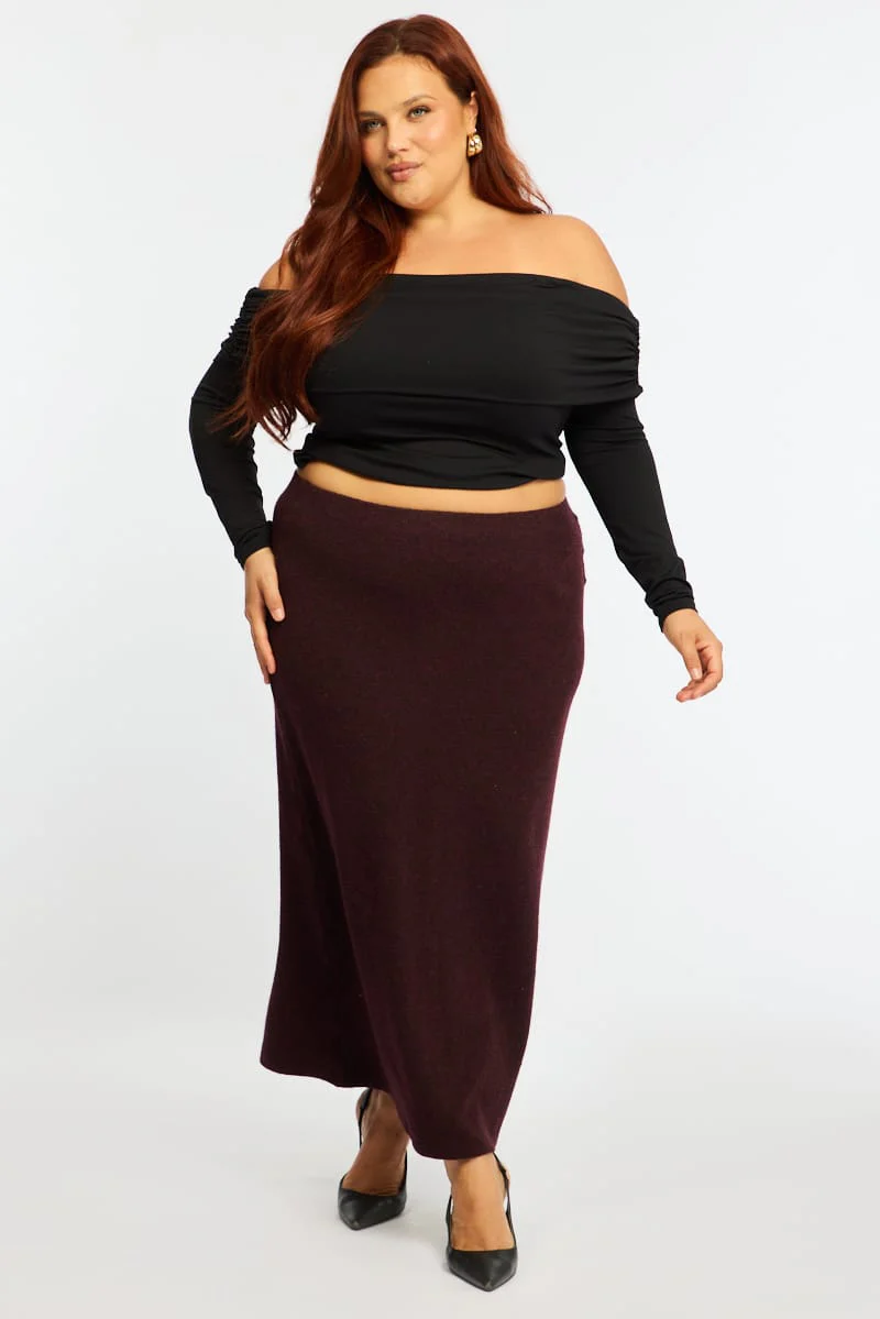 Red Soft Touch Maxi Skirt - Image 4