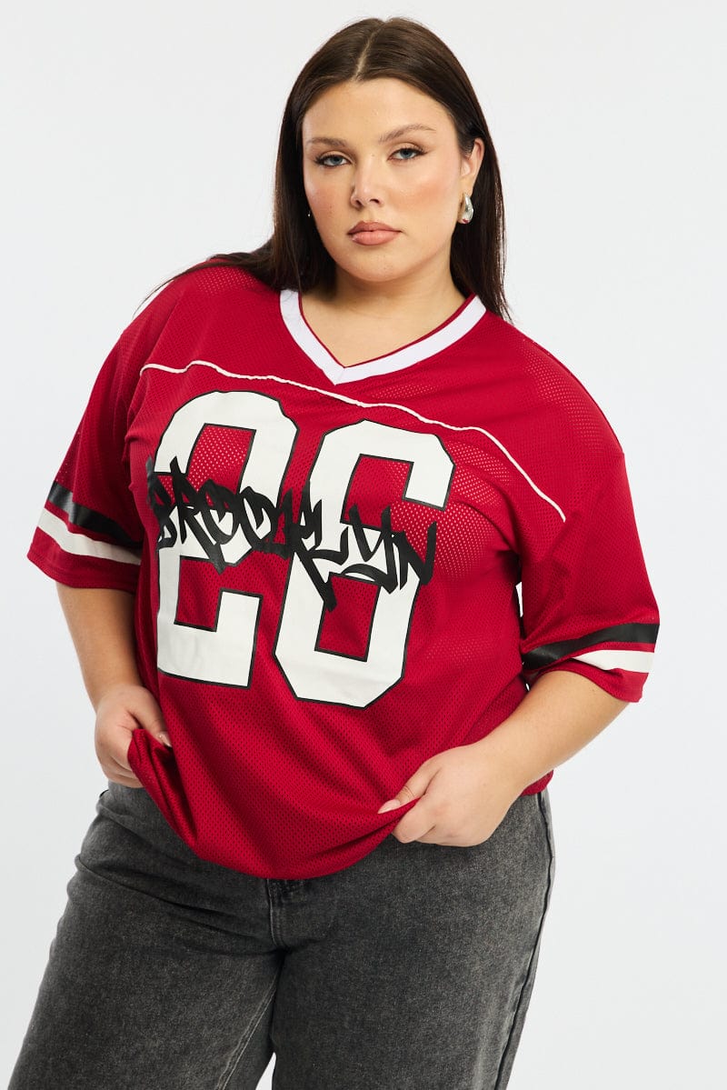 Red Sport Tee Short Sleeve