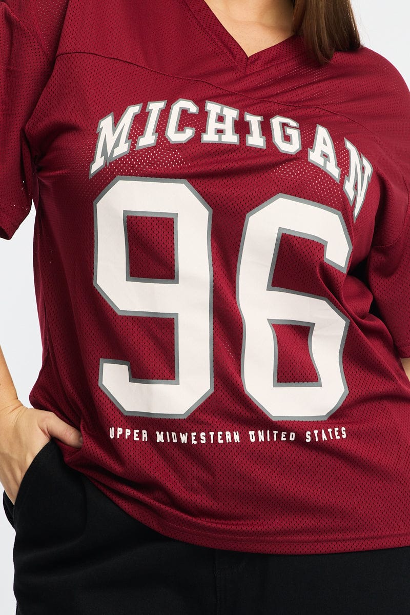 Red Sport Tee Short Sleeve V-neck - Image 5