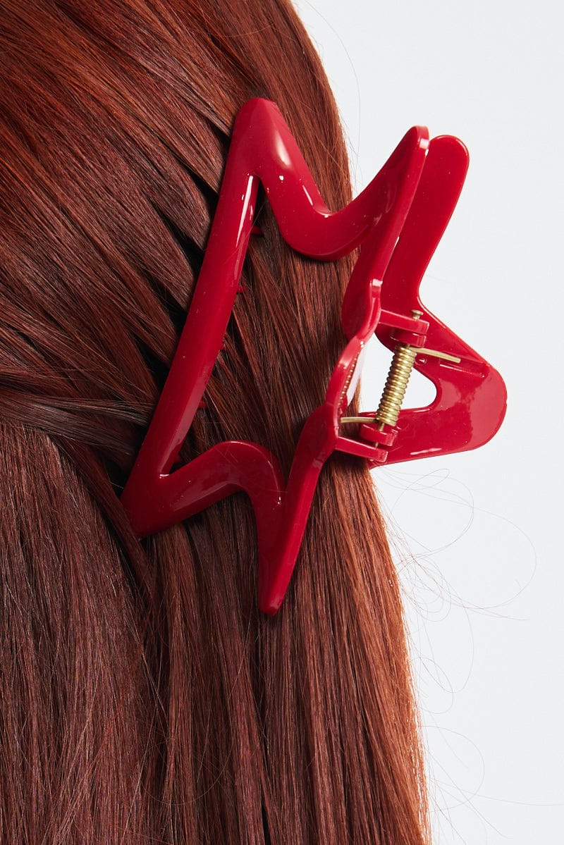 Red Star Hair Claw Clip - Image 2