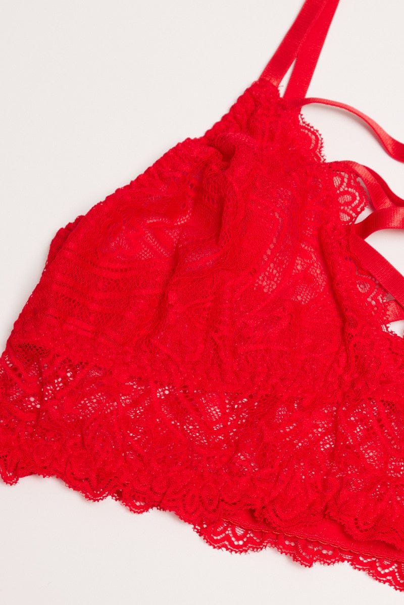 Red Strappy Lace Lingerie Set - Image 2