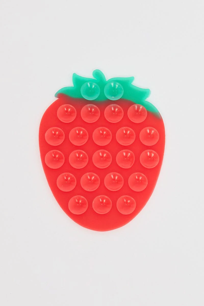 Red Strawberry Suction Phone Grip