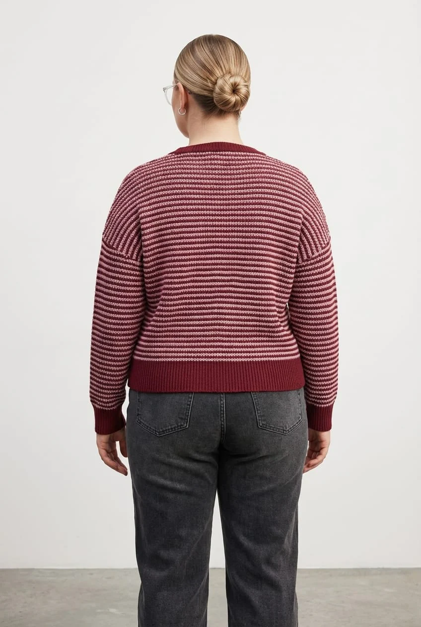 Red Stripe Stripe Knit Top Long Sleeve - Image 6